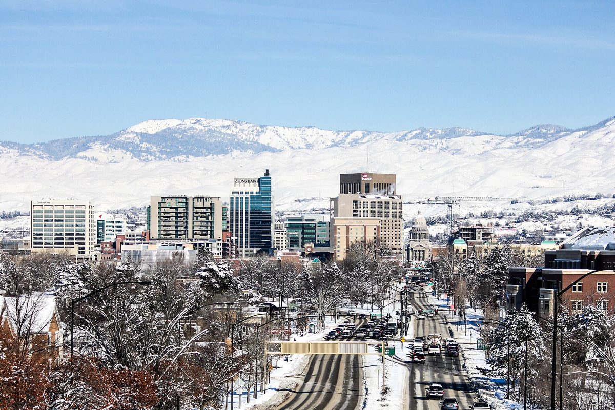 Boise, Idaho in winter, in a photo shared by the Boise Metro Chamber of Commerce