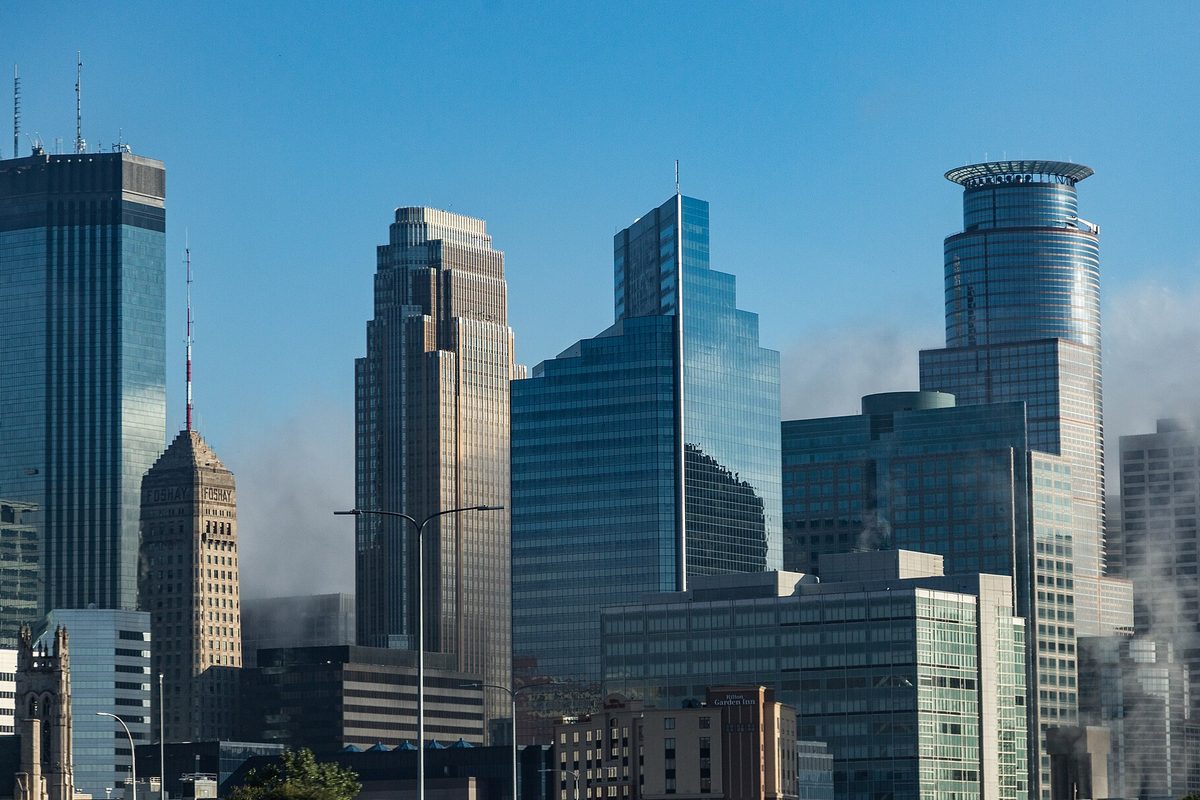 Morning skyline of downtown Minneapolis, Minnesota