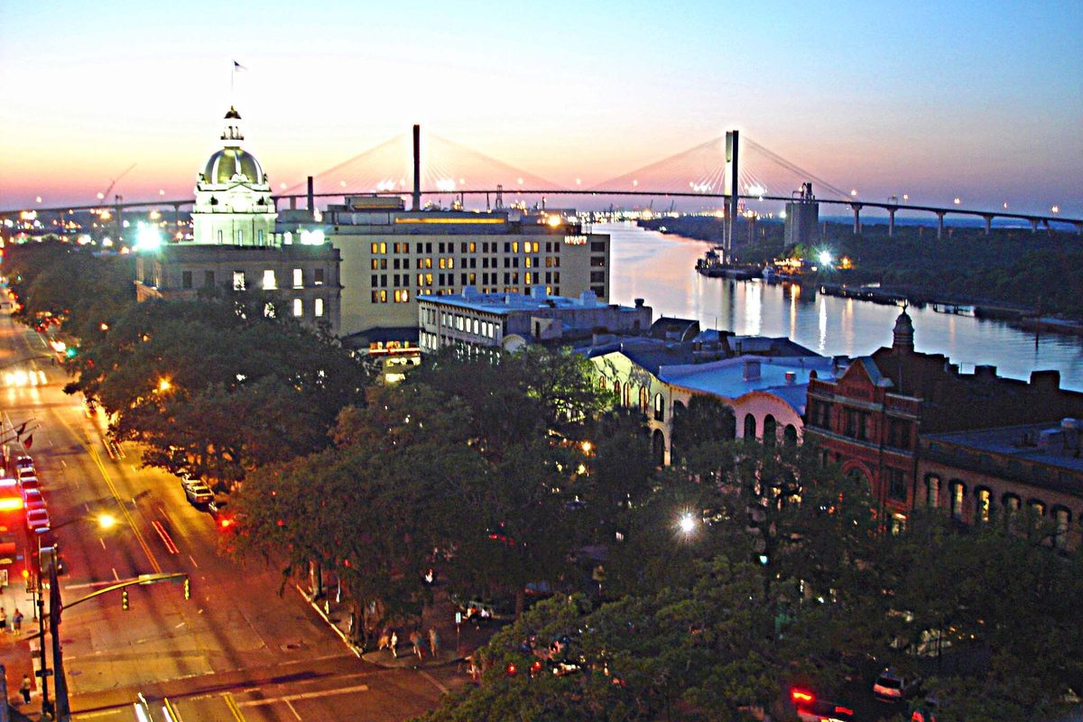 Rooftop view looking northwest over Savannah, Georgia, April 2014