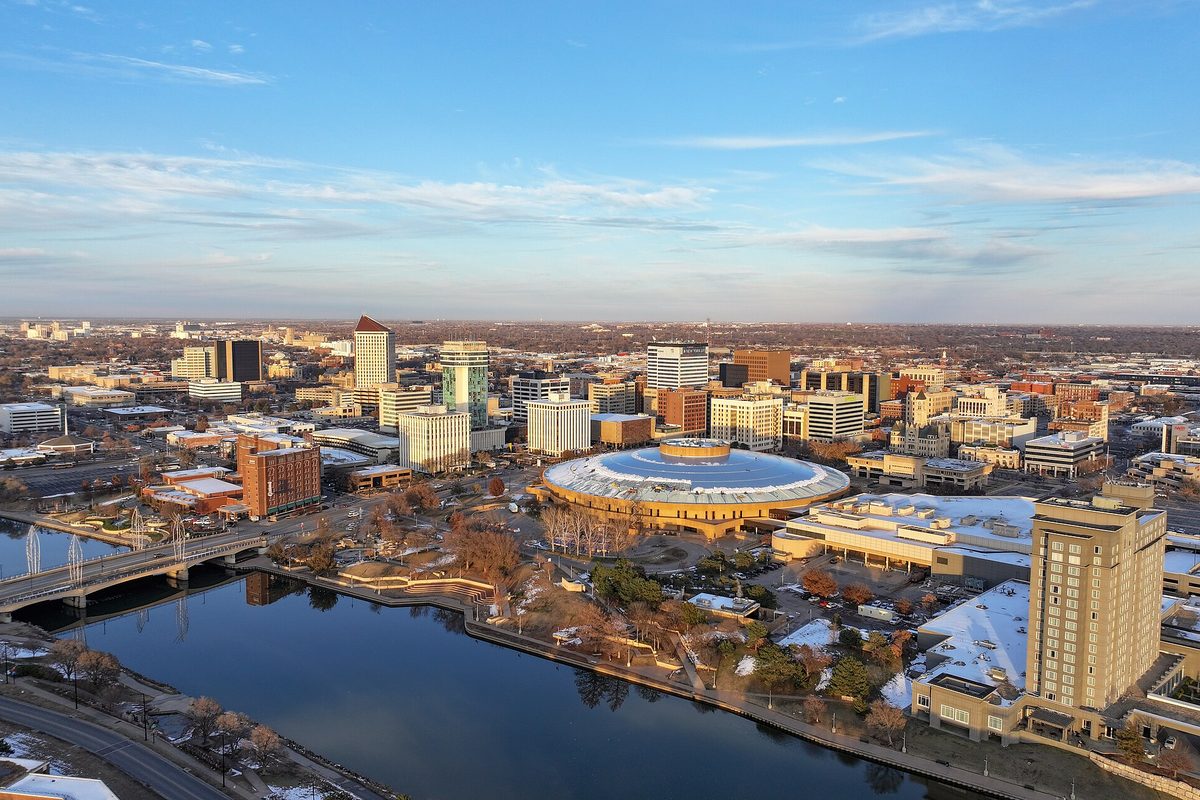 Aerial view of the Wichita, Kansas skyline